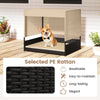 Outdoor Dog Shelter Elevated Rattan Dog House w/Cushioned Bed