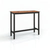 Industrial Narrow Rectangular Table with Steel Frame - Brown
