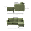 Corner Sofa Reversible Chaise Lounge 3-Seater Fabric L-Shaped Couch Seat Green