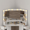 High Gloss Corner Dressing Table LED Lights 3 Mirrors Drawers Makeup Desk Stool