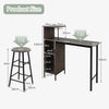 3PCS Bar Table Set, Industrial Counter Height Dining Table and 2 Stoo