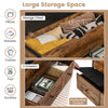 Storage Ottoman Bench Flip Top Storage Chest with 2 Drawers Wooden Storage Bench