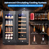 Double Door Dual Zone Beverage Wine Fridge Auto Defrost Drinks Refrigerator 120L