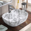 Marble Effect Ceramic Rectangle Counter Top Wash Basin Bowl Bathroom Vessel Sink