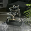 Indoor Desktop Cascading Stone Water Feature Fountain with LED Lights Home Decor