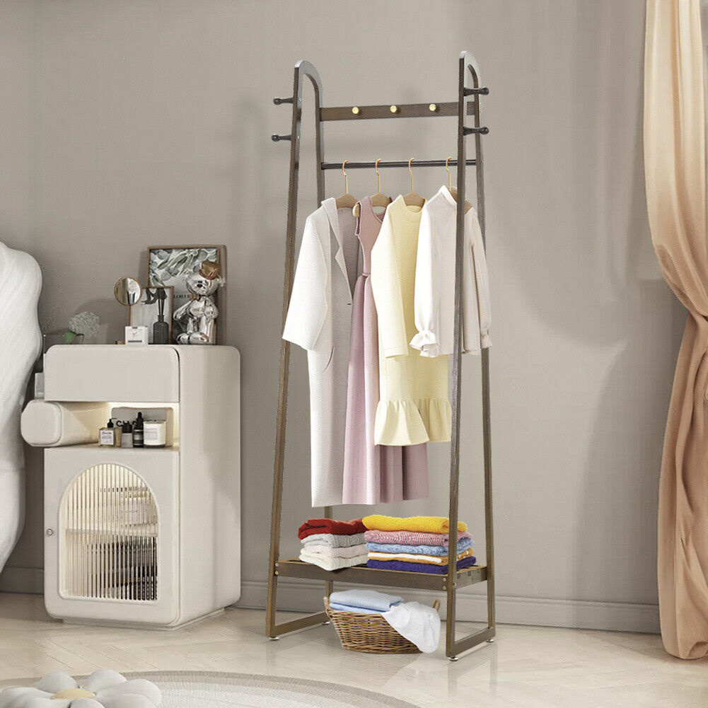 Coat Storage Rails Hallway Wood Clothes Coat Garment Hanging Rail Shoes Rack Slatted Stor ...