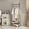 Hallway Wood Clothes Coat Garment Hanging Rail Shoes Rack Slatted Storage Stand