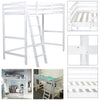 High Sleeper Bunk Bed Cabin Loft Bed Frame Desk Pine Wood Kids Single 3FT