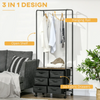 Metal Open Wardrobe Industrial Tall Storage Cabinet Clothes Hanger Chest Drawers