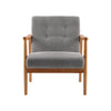 Vintage Upholstered Fabric Armchair with Button Lounge Chair Solid Wooden Frame