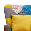 Upholstered Patchwork Armchair Wing Back Sofa Lounge Chair w/Footstool & Cushion