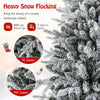 COSTWAY 6 FT Snow Flocked Artificial Christmas Tree Hinged Pre-lit Xmas Tree
