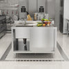 Single Bowl Commercial Kitchen Cabinet Stainless Steel Cupboard w/Sliding Door