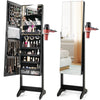 Freestanding Jewelry Armoire Lockable Jewelry Mirror Cabinet w/3-Color Led Light
