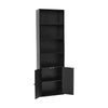 Wooden Bookcase Bookshelf 6FT Tall Storage Display Shelves Stand 2-Door Cabinet