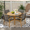 Patio Dining Chairs Set of 4 Outdoor Acacia Wood & PE Wicker Chairs