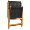 Reclining Garden Chairs 8 pcs Black Poly Rattan and Solid Wood V1P4