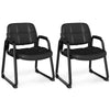 Set of 2 Black Guest Chair Ergonomic Reception Chair w/ Metal Frame