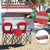 COSTWAY Double Folding Camping Chair Outdoor Portable Loveseat w/Canopy-Red