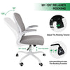 Fabric Office Chair Task Computer Desk Chairs 30° Rocking Seat Padded Arms Grey