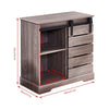 Retro Sliding Barn Door Sideboard with 2-Tier Shelves Storage Cabinet Kitchen