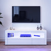 120cm Modern TV Unit Cabinet Stand White High Gloss with LED RGB Lights Drawers