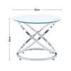 Round Sofa Coffee Tea Side Table With Tempered Glass Top Living Room Furniture