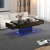 High gloss Coffee Table with RGB LED Lights Living Room Cocktail Table Black