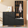 Shoe Storage Cabinets with Drawers, Shoe Bench and Coat Rack Wardrobe Set Black