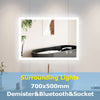 Bathroom Mirror w/ LED Illuminated Anti fog Shaver Socket Bluetooth Speaker Wall