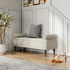 Upholstered Linen Seat Bench & Storage Ottoman Rolled Arm Blanket Box Footstool