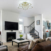 LED Ceiling Light Crystal Gold Chandelier Living Room Bedroom Dimmable w. Remote