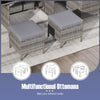 7 PCS Patio Dining Furniture PE Rattan Sectional Sofa Set with Ottomans Grey
