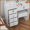 Makeup Desk Vanity Stool Dressing Table with 10 LED Lights Sliding Mirror Set