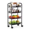 4 Tier Kitchen Rotating Storage Trolley Cart Vegetable Mobile Shelf Rack +Rollen
