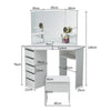 Vanity 5 Drawers Corner Dressing Table Set Makeup Desk with Mirror Stool Dresser