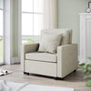 Cream 3-in-1 Folding Sofa Bed Pull Out Convertible Chair Fabric Recliner Sleeper