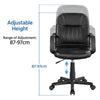 Home Office Chair Leather Computer Chair Adjustable Study Chair with Arms Black