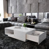 Modern High Gloss Rectangular Coffee Table Tea Table Storage Living Room(White)