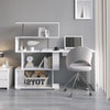 Mondeer L Shaped Computer Desk Corner Desk 360 Degree Rotatable Shelves White
