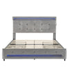 UPHOLSTERED 4FT6 DOUBLE BED FRAME WITH 4 DRAWERS LED LIGHT STRIPS VELVET FABRIC