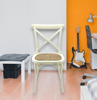 Cream Cross Back Dining Chair Set of 6 Comfortable & Stylish Wooden Home Cafe