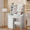 White Dressing Table with LED Lighted Mirror Stool Drawer Vanity Set Makeup Desk