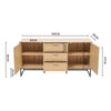 Luxury Oak Sideboard TV Unit Cabinet Buffet Cupboard With 3 Drawer 2 Door 160CM