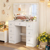 White Dressing Table LED Mirror 7 Drawers Vanity Makeup Desk Set Bedroom Girl