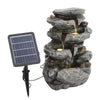 Solar Power Outdoor Water Feature Fountain 4Tier Rock Cascading Ornament w/Light