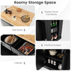 Kitchen Island Storage Cupboard W/Drop Leaf Countertop Side Racks 2-Door Cabinet