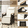 Outdoor Rattan Recliner Chair Wicker Reclining Lounge Chair w/ Armrests White