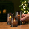 3x Pillar Candles Set LED Dance Flame Remote Dimmable Timer Flameless Tea Light