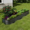 Galvanised Raised Garden Bed Metal Planter Box w/Open Bottom, Grey/Green/Sliver